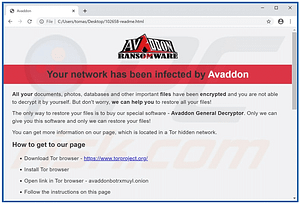 avaddon ransomware message